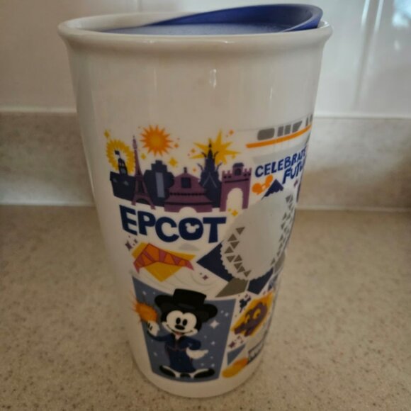 Disney Parks Starbucks Epcot Park Icon Ceramic Travel Mug Tumbler NWOT - Picture 1 of 4